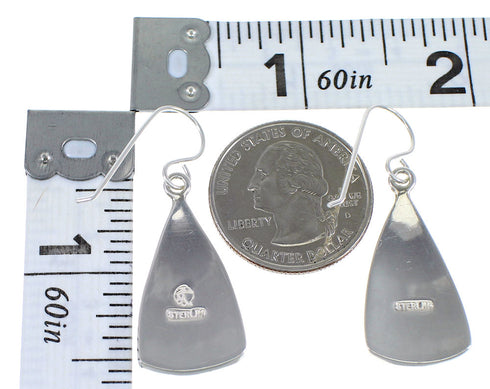 Southwest Turquoise Genuine Sterling Silver Hook Dangle Earrings YX79084
